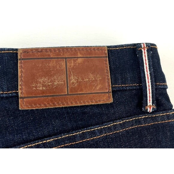 Tommy Hilfiger Mens 34x33 Selvedge Slim Leg Denim Blue Jeans Dark Wash Stretch - Picture 6 of 14